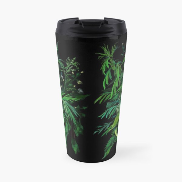 Green and Black, Summer Greenery, Colorful Floral Travel Mug