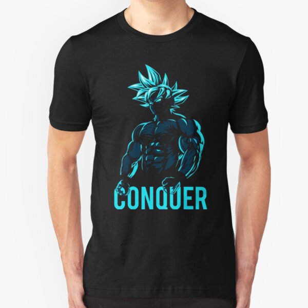 CONQUER - Goku Super Saiyan God Blue Slim Fit T-Shirt