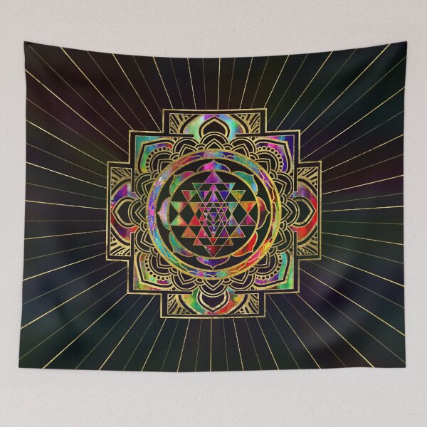Item preview, Colorful Gold framed Sri Yantra Sri Chakra  designed and sold by k9printart.