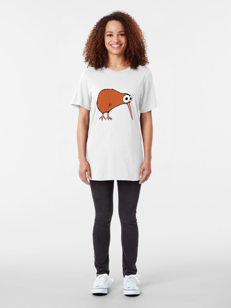 Alternate view of Cutie Kiwi (clock includes Maori numbers) Slim Fit T-Shirt