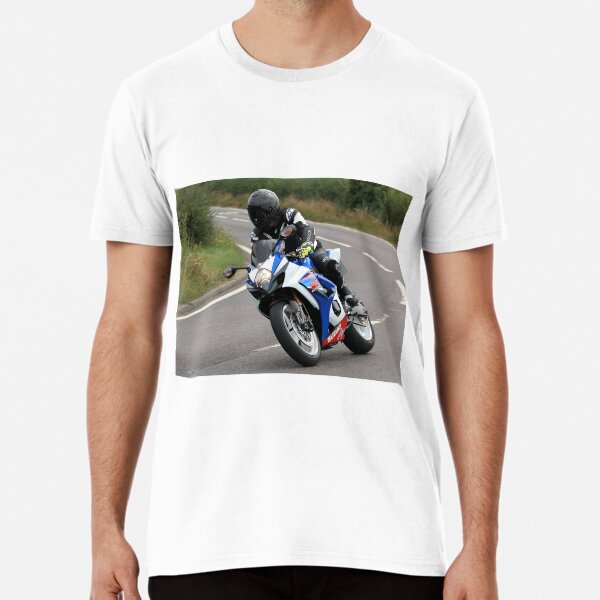 Sports bike traveling at speed on bend Premium T-Shirt