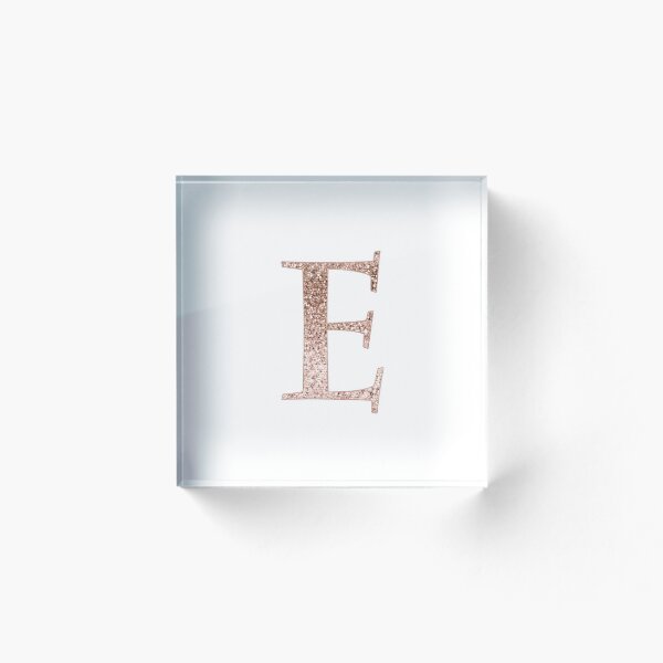 Item preview, E rose gold glitter monogram letter designed and sold by RoseAesthetic.