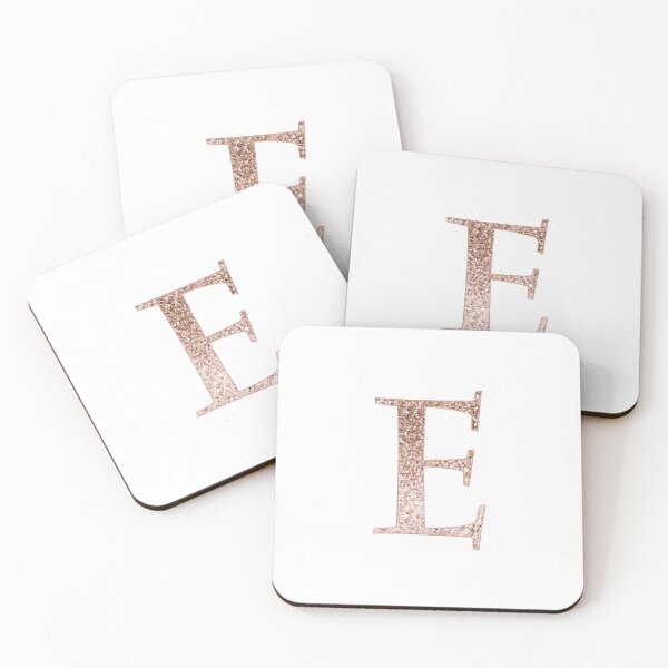 Item preview, E rose gold glitter monogram letter designed and sold by RoseAesthetic.