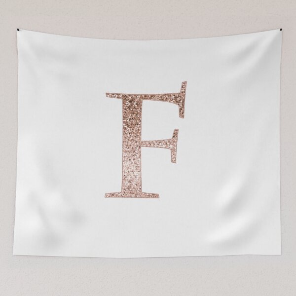 Item preview, F rose gold glitter monogram letter designed and sold by RoseAesthetic.