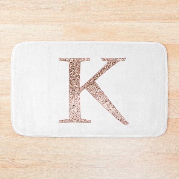 Item preview, K rose gold glitter monogram letter designed and sold by RoseAesthetic.