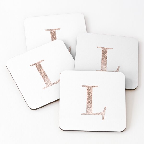 Item preview, L rose gold glitter monogram letter designed and sold by RoseAesthetic.