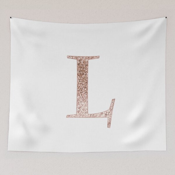 Item preview, L rose gold glitter monogram letter designed and sold by RoseAesthetic.