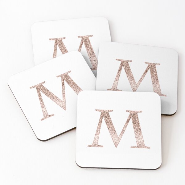 Item preview, M rose gold glitter monogram letter designed and sold by RoseAesthetic.