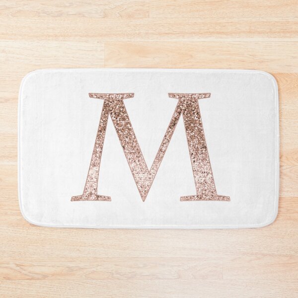 Item preview, M rose gold glitter monogram letter designed and sold by RoseAesthetic.