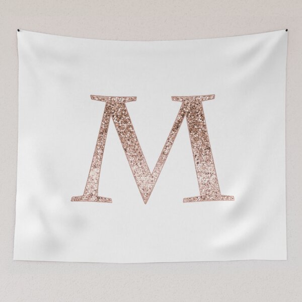 Item preview, M rose gold glitter monogram letter designed and sold by RoseAesthetic.