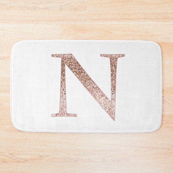 Item preview, N rose gold glitter monogram letter designed and sold by RoseAesthetic.