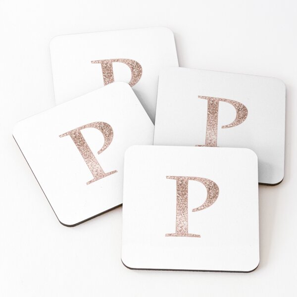 Item preview, P rose gold glitter monogram letter designed and sold by RoseAesthetic.