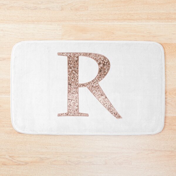 Item preview, R rose gold glitter monogram letter designed and sold by RoseAesthetic.