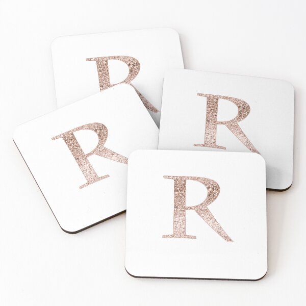 Item preview, R rose gold glitter monogram letter designed and sold by RoseAesthetic.