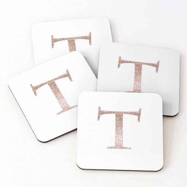 Item preview, T rose gold glitter monogram letter designed and sold by RoseAesthetic.