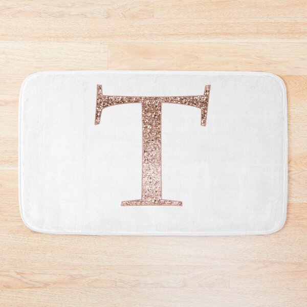Item preview, T rose gold glitter monogram letter designed and sold by RoseAesthetic.