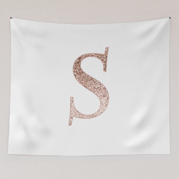 Item preview, S rose gold glitter monogram letter designed and sold by RoseAesthetic.