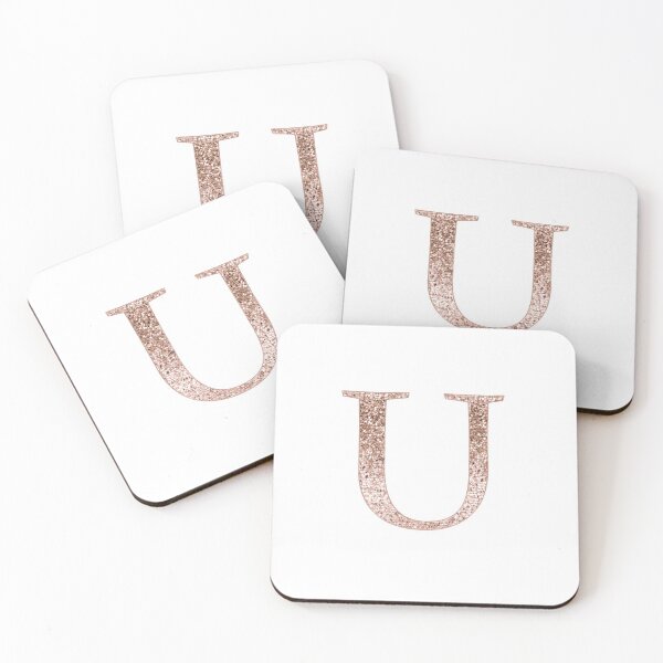 Item preview, U rose gold glitter monogram letter designed and sold by RoseAesthetic.