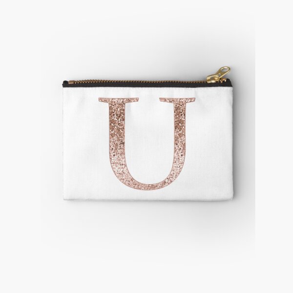 Item preview, U rose gold glitter monogram letter designed and sold by RoseAesthetic.