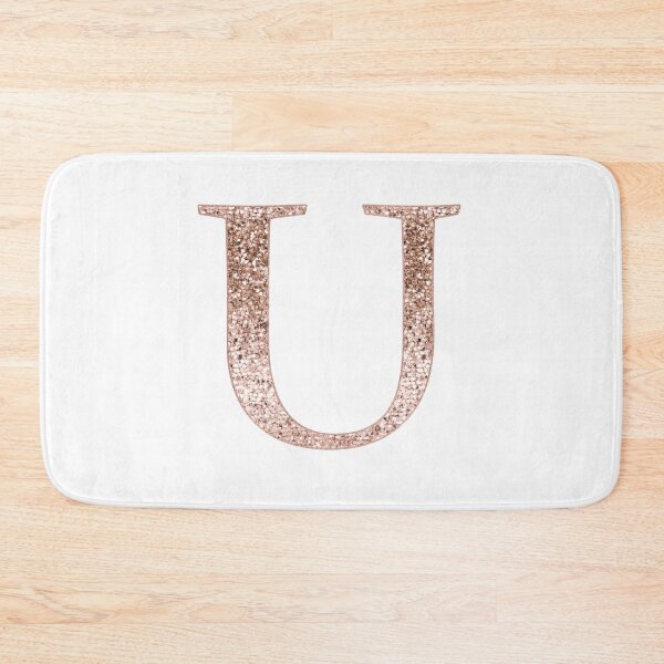 Item preview, U rose gold glitter monogram letter designed and sold by RoseAesthetic.