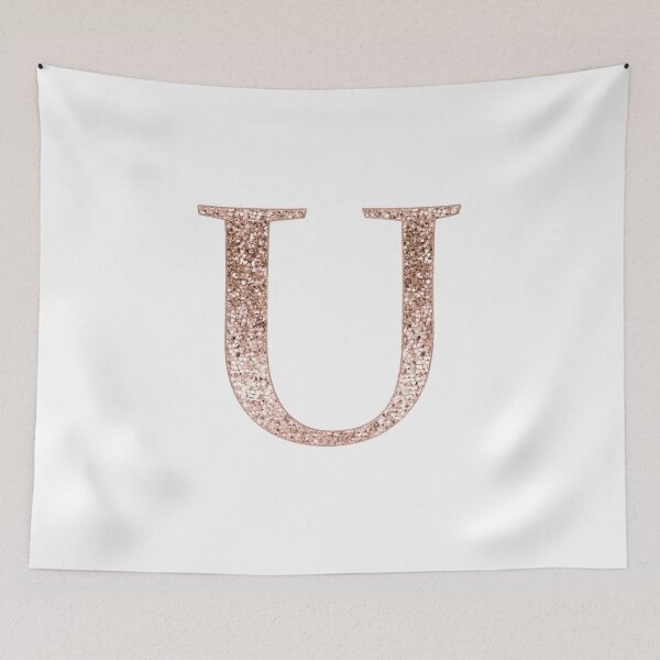 Item preview, U rose gold glitter monogram letter designed and sold by RoseAesthetic.