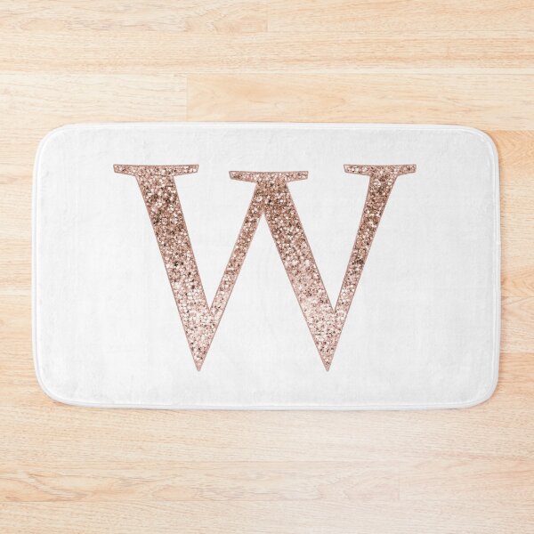 Item preview, W rose gold glitter monogram letter designed and sold by RoseAesthetic.