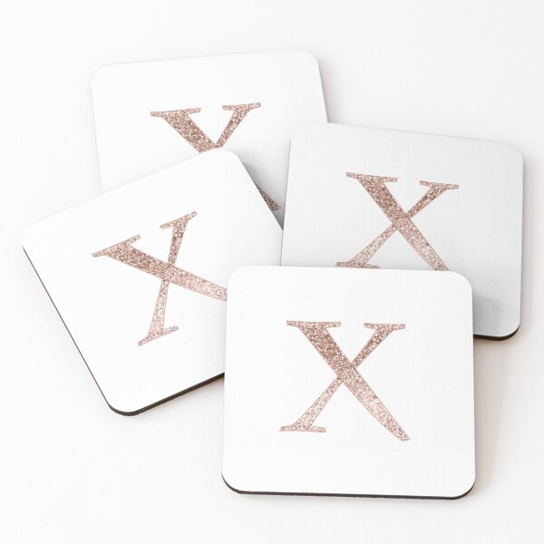 Item preview, X rose gold glitter monogram letter designed and sold by RoseAesthetic.