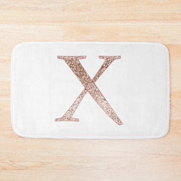 Item preview, X rose gold glitter monogram letter designed and sold by RoseAesthetic.