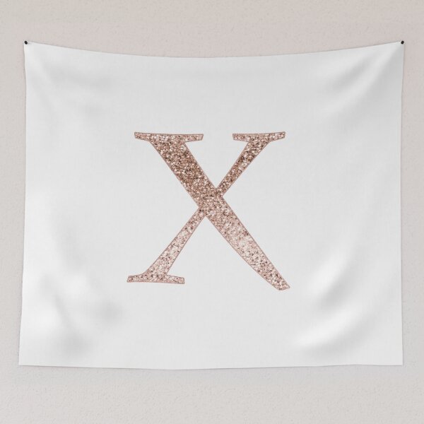 Item preview, X rose gold glitter monogram letter designed and sold by RoseAesthetic.