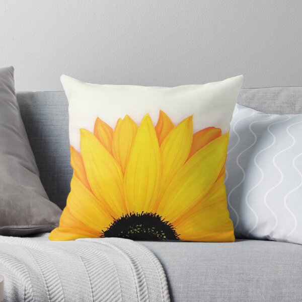 Beautiful Large Yellow Sunflower Painting Throw Pillow