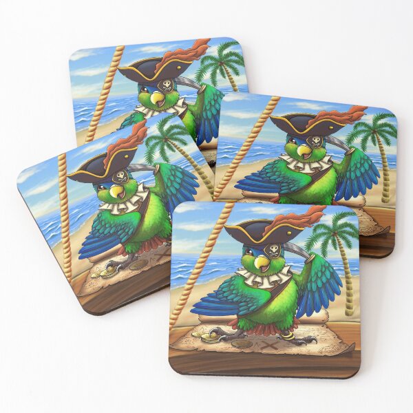 Pirate Parrot Coasters (Set of 4)