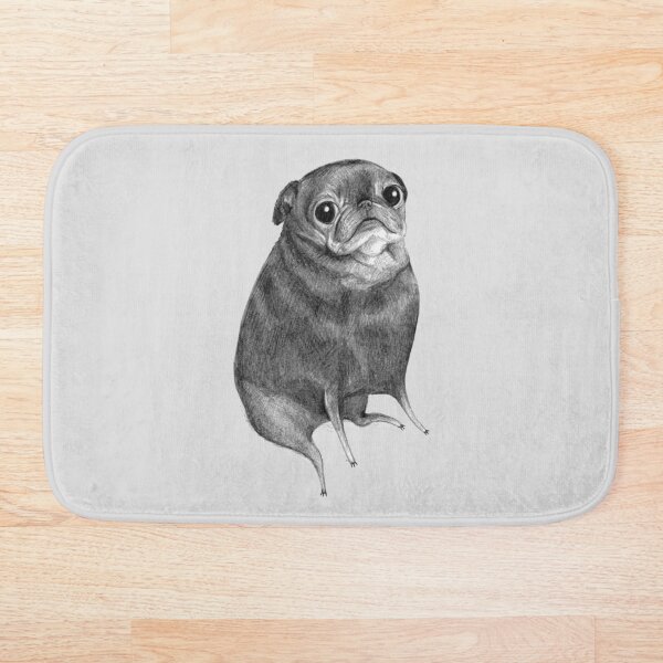 Sweet Black Pug Bath Mat
