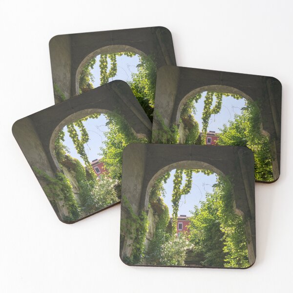 Item preview, Milans Marvelous Architecture - Biophilic Courtyard Through A Green Arch designed and sold by Georgia Mizuleva.