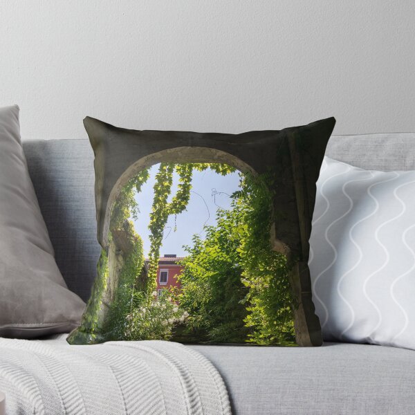 Item preview, Milans Marvelous Architecture - Biophilic Courtyard Through A Green Arch designed and sold by Georgia Mizuleva.