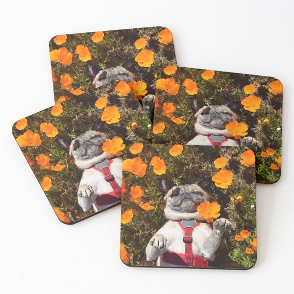 Item preview, Blissful Pug Under Golden Poppies designed and sold by pugventurephoto.
