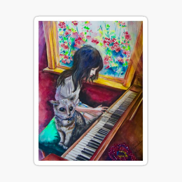 Piano Room (watercolor) Sticker