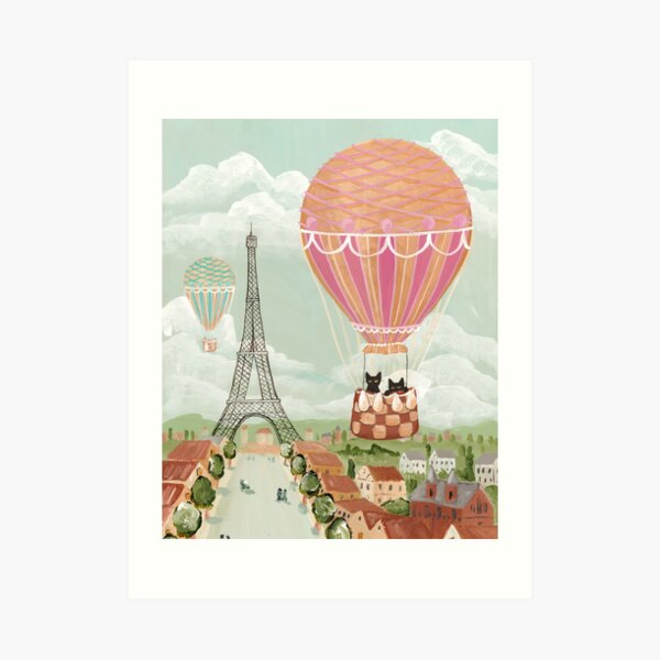 Old Fashioned Hot Air Balloon Art Print for Sale by moonlightglo