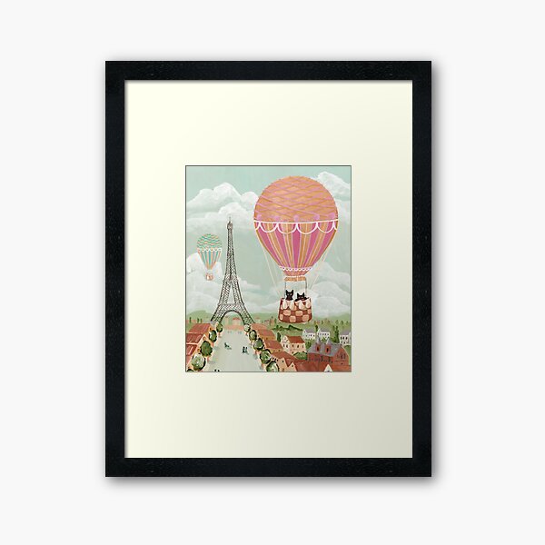 Hot Air Balloon Ride Cats Framed Art Print