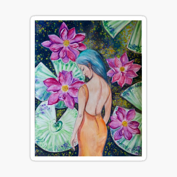 Sleeping in the Lily Pond (watercolor) Sticker