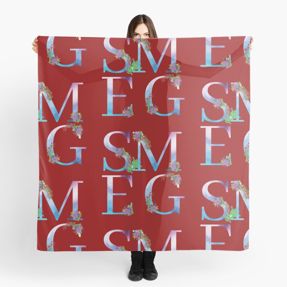 Watercolor Floral Monogram Smegged Up Scarf