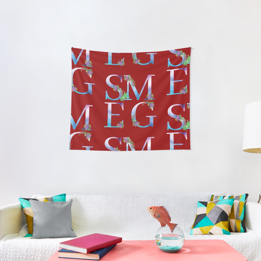 Watercolor Floral Monogram Smegged Up Tapestry