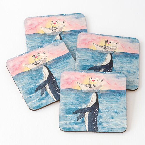 Item preview, Paper Boat meets whale watercolor designed and sold by colorlovestory.