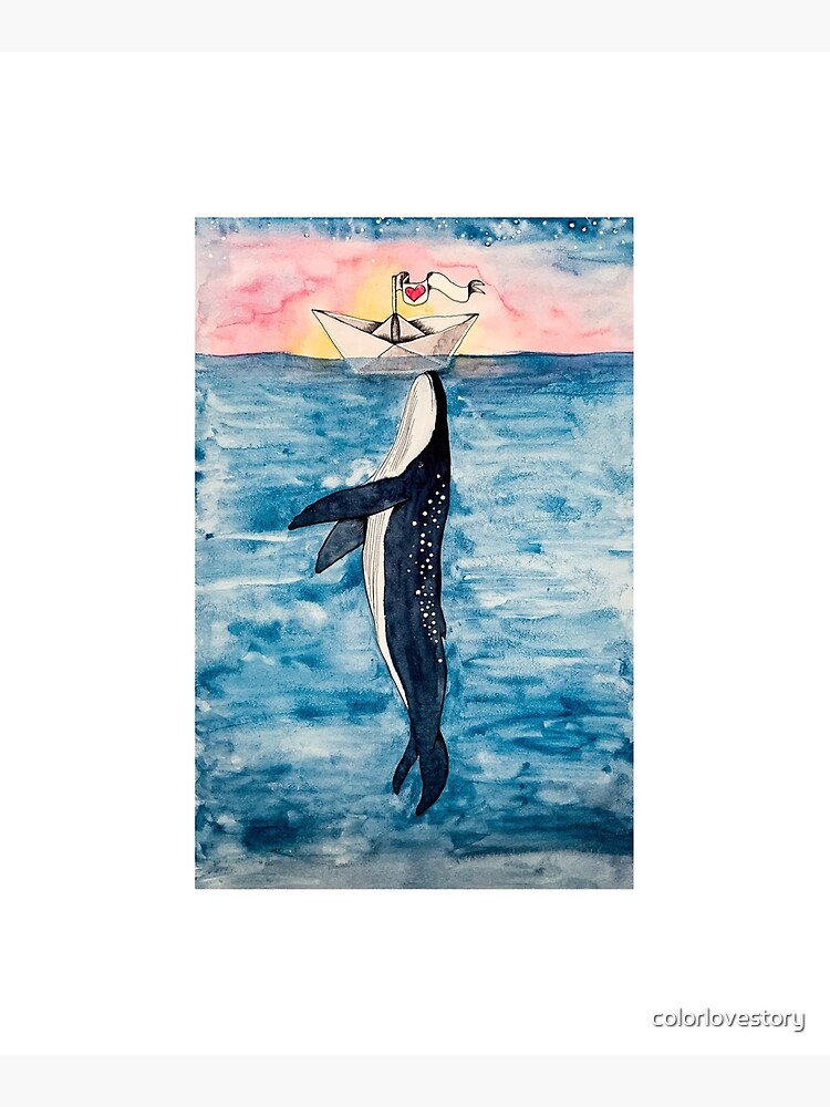 Paper Boat meets whale watercolor by colorlovestory