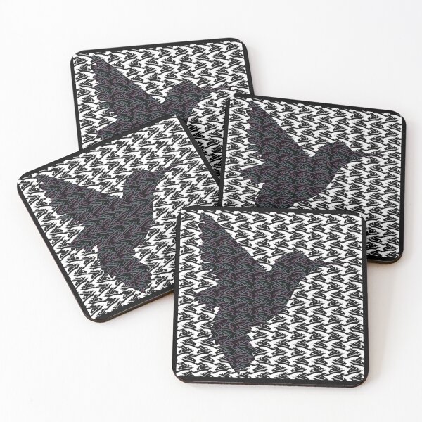 Item preview, Flocking Hummingbird Hearts - Winter Silhouette designed and sold by weavernap.