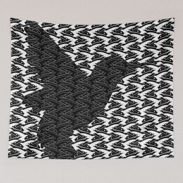 Item preview, Flocking Hummingbird Hearts - Black n White Winter Silhouette designed and sold by weavernap.