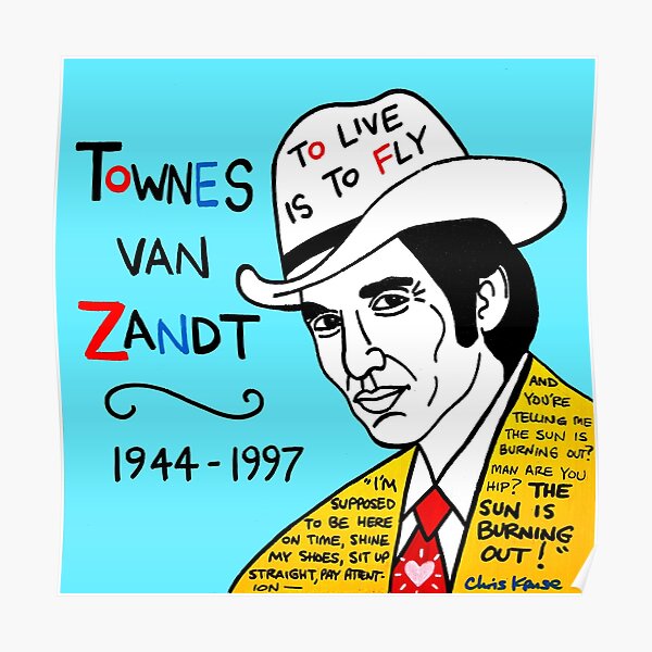 Townes van Zandt Pop Folk Art Poster