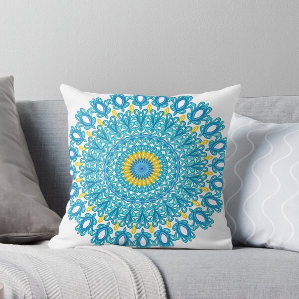 Item preview, Colorful Turquoise Blue Yellow Mandala Floral Pattern designed and sold by Sunfreestar.