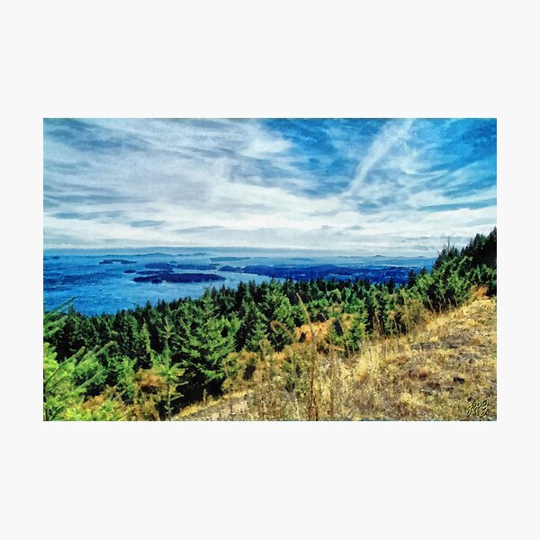 Gulf Island View (painted) Photographic Print