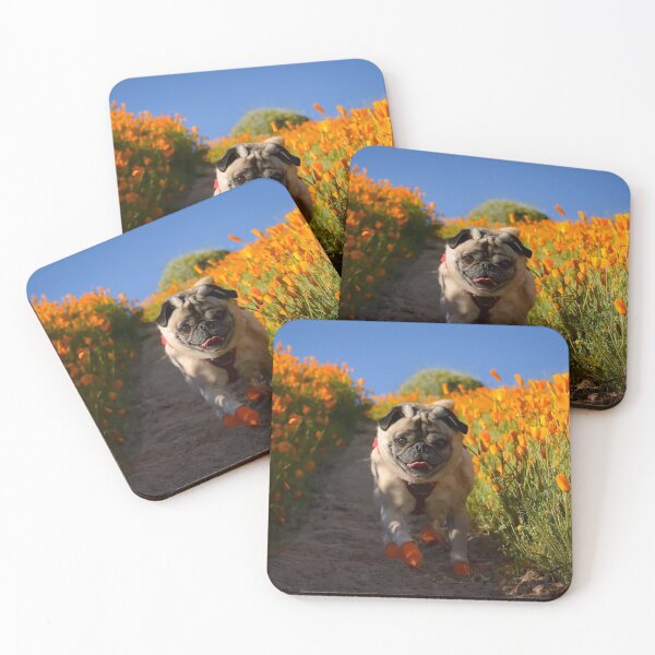 Item preview, Happy Pug In Poppy Super Bloom designed and sold by pugventurephoto.
