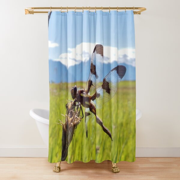 Black & White Dragonfly Shower Curtain